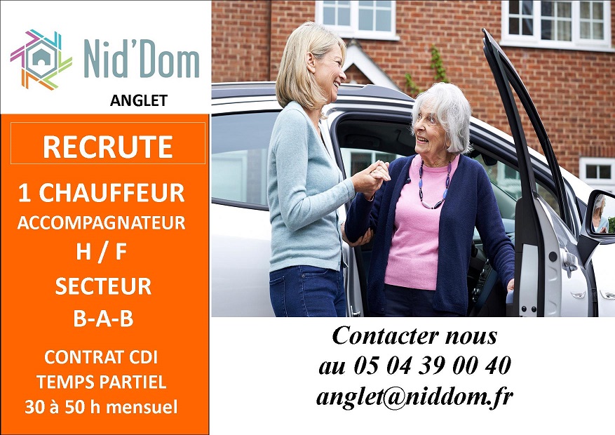 Nid'Dom Anglet recrute chauffeur accompagnateur 